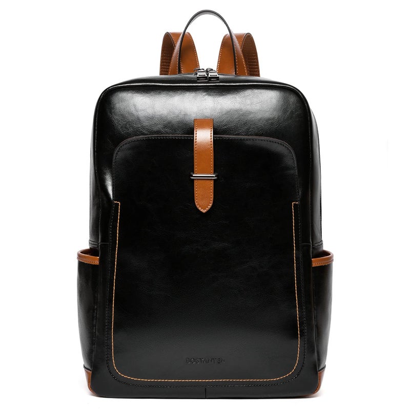 BOSTANTEN Leather Laptop Backpack for Women,15.6 inch Computer Backpack Purse College Daypack Work Travel Bag Black-brown - Image 1